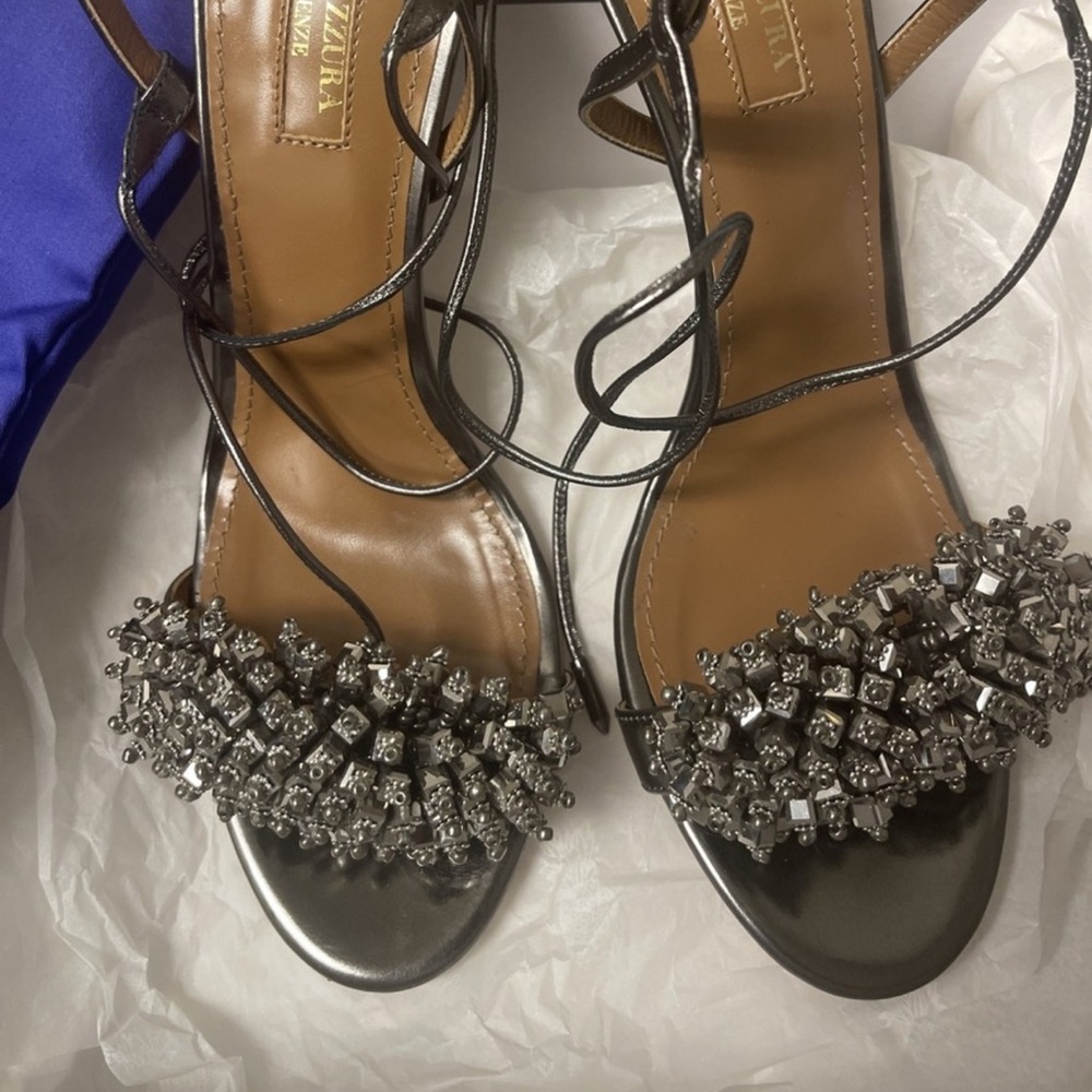 Liliana Silver Embellished Strappy Heels - Picture 7 of 12